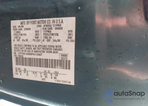 1999 Ford Ranger Xlt from USA, damaged, VIN 1FTYR14X8XPA12467